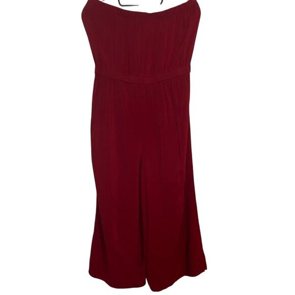 Shosho Strapless Pant Suit Wide Legs Tied &‎ Elastic Waist Maroon Women's Large - Picture 2 of 7
